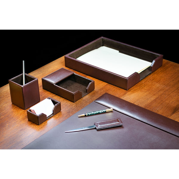Dacasso Dark Brown Bonded Leather 6-Piece Desk Set