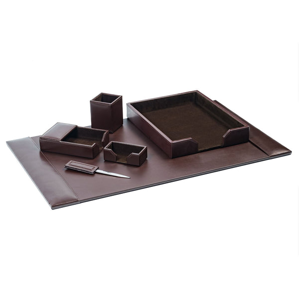 dacasso Dark Brown Bonded Leather 6-Piece Desk Set