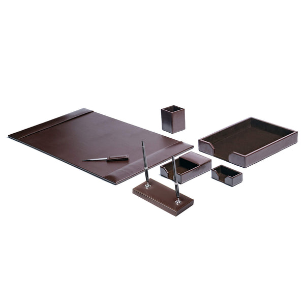 dacasso Dark Brown Bonded Leather 7-Piece Desk Set