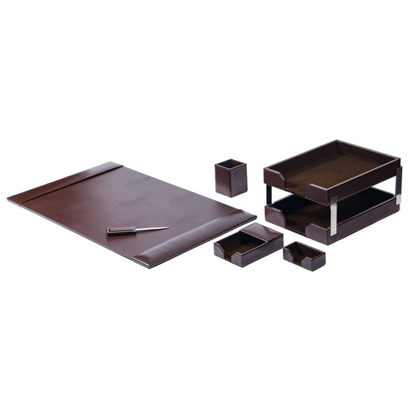 Dacasso Dark Brown Bonded Leather 8-Piece Desk Set