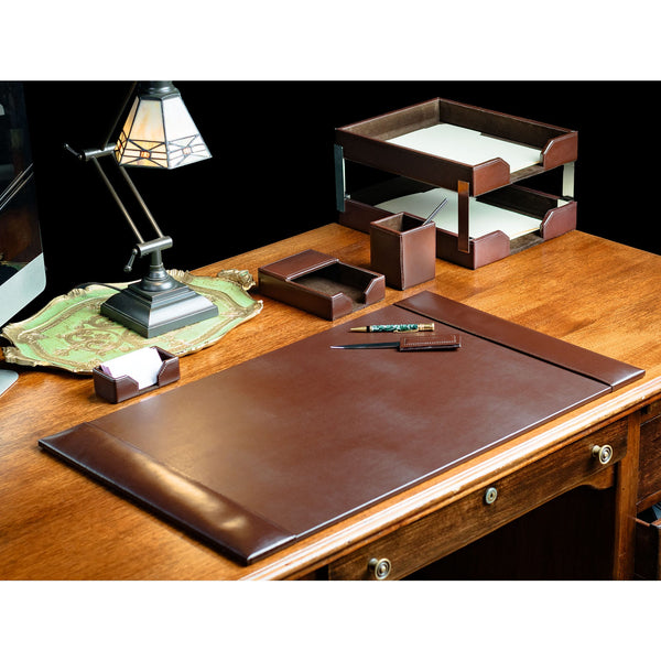 Dacasso Dark Brown Bonded Leather 8-Piece Desk Set