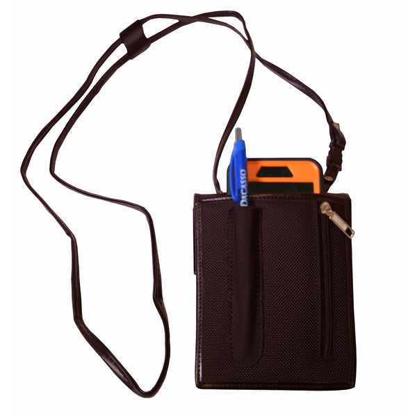 Dacasso Dark Brown Bonded Leather Badge Holder