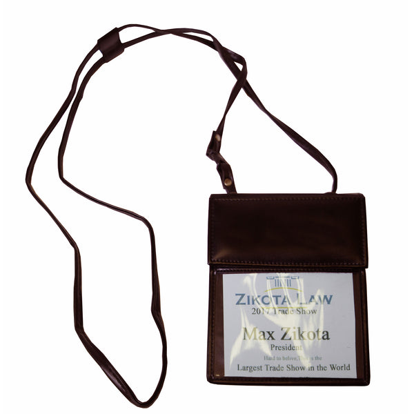 dacasso Dark Brown Bonded Leather Badge Holder
