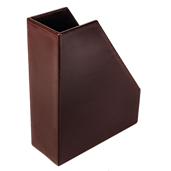 Dacasso Dark Brown Bonded Leather Magazine Rack