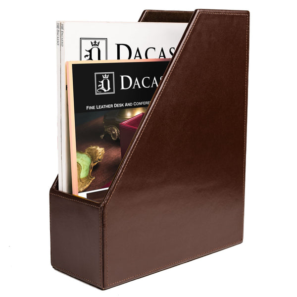 Dacasso Dark Brown Bonded Leather Magazine Rack