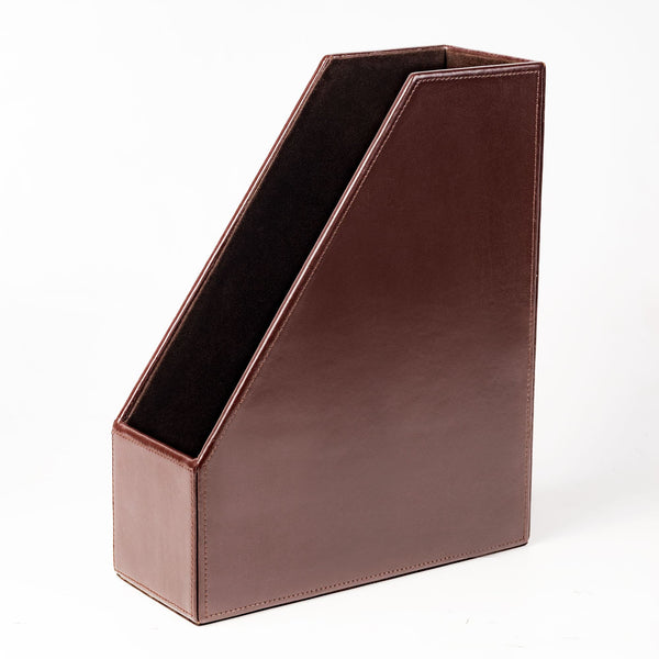 dacasso Dark Brown Bonded Leather Magazine Rack