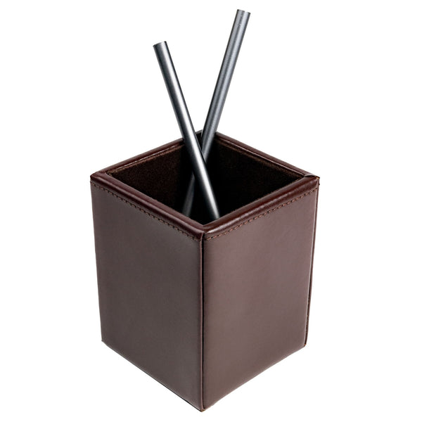 dacasso Dark Brown Bonded Leather Pencil Cup