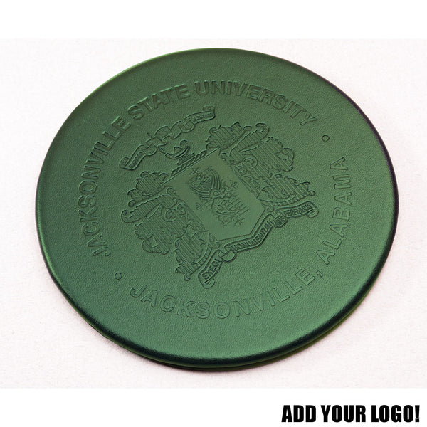 Dacasso Dark Green Leather 4" Round Coaster