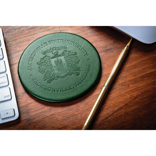 Dacasso Dark Green Leather 4" Round Coaster