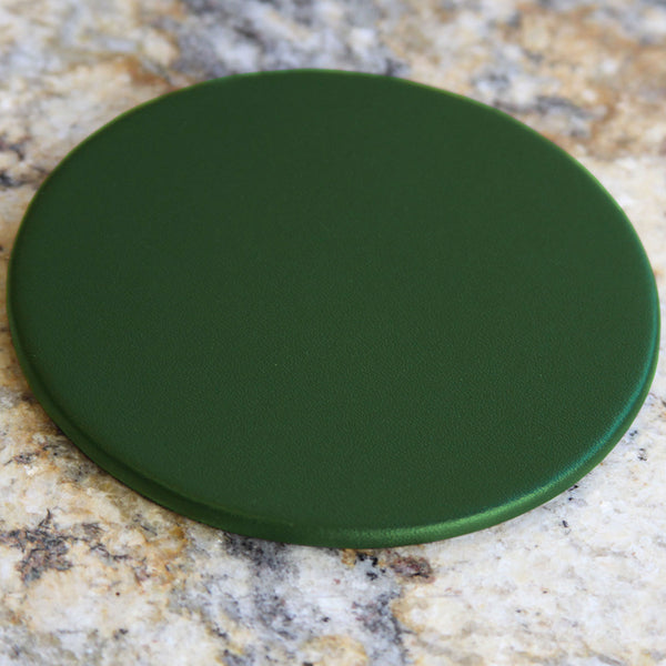 Dacasso Dark Green Leather 4" Round Coaster