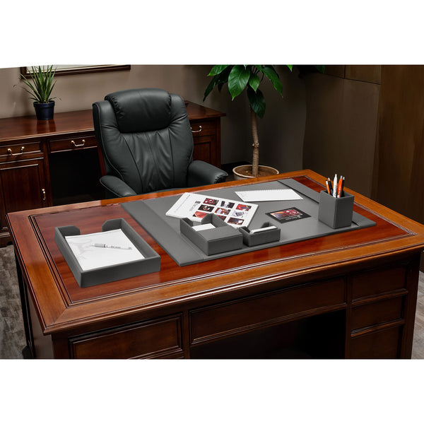 Dacasso Gray Bonded Leather 5-Piece Desk Set
