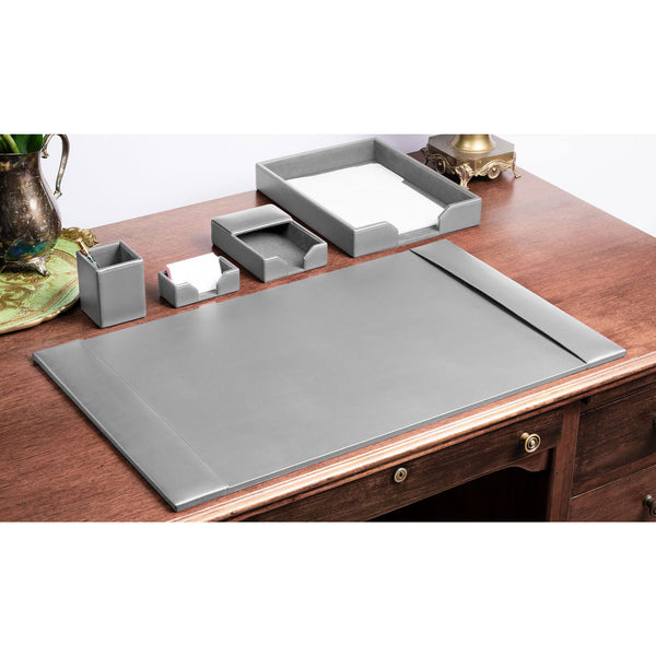 Dacasso Gray Bonded Leather 5-Piece Desk Set