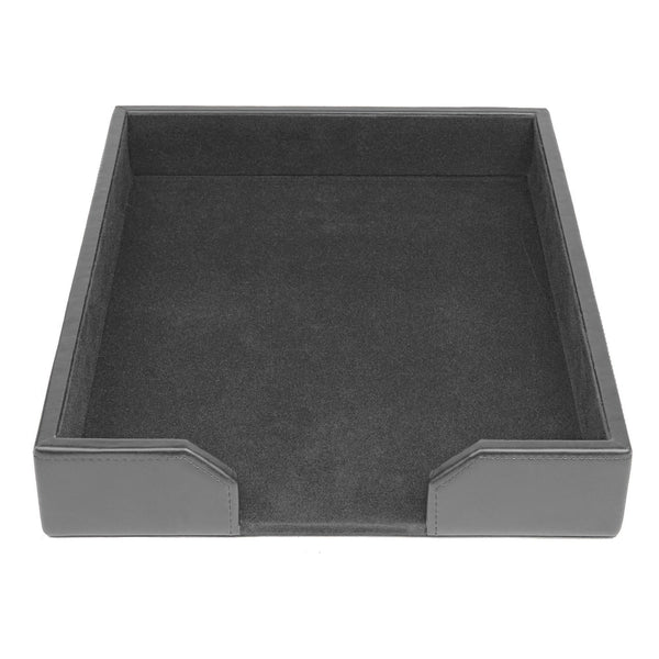 Dacasso Gray Bonded Leather Letter Tray