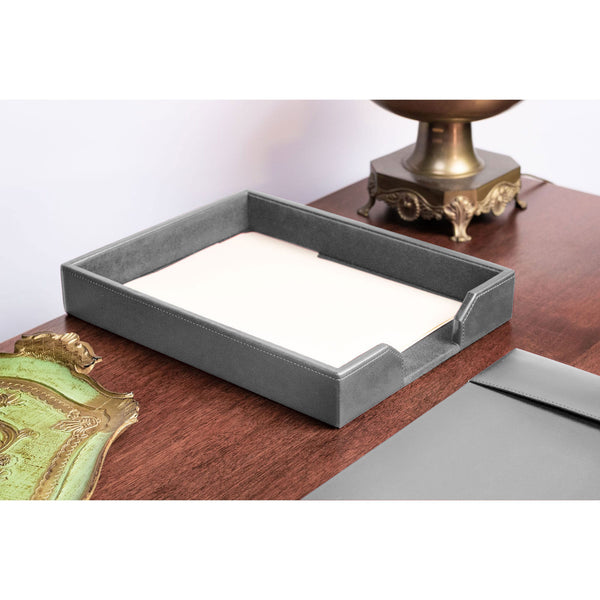 Dacasso Gray Bonded Leather Letter Tray