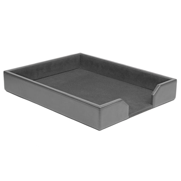 Dacasso Gray Bonded Leather Letter Tray