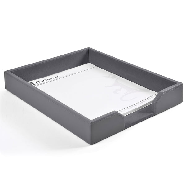dacasso Gray Bonded Leather Letter Tray