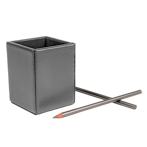 Dacasso Gray Bonded Leather Pencil Cup