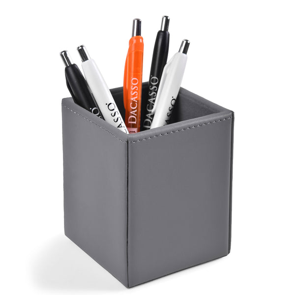 dacasso Gray Bonded Leather Pencil Cup