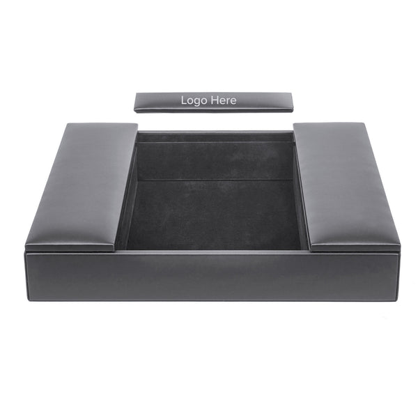 Dacasso Gray Leather Conference Room Organizer