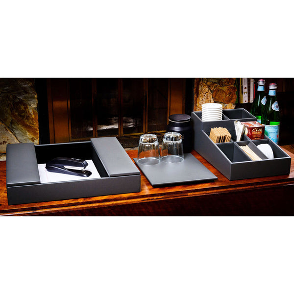 Dacasso Gray Leather Conference Room Organizer