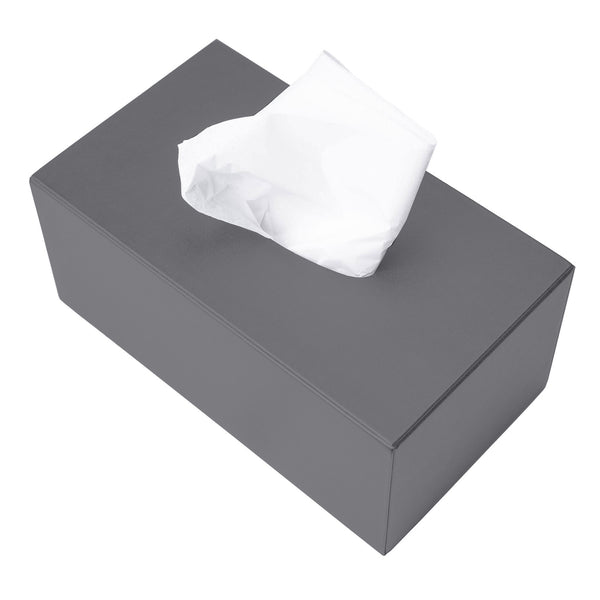 Dacasso Gray Leather Rectangular Tissue Box Cover