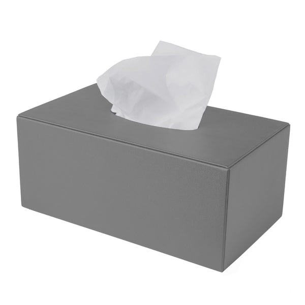 dacasso Gray Leather Rectangular Tissue Box Cover