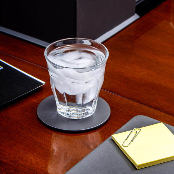 Dacasso Gray Leather Single Coaster Round