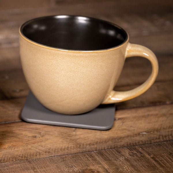 Dacasso Gray Leather Single Coaster Square