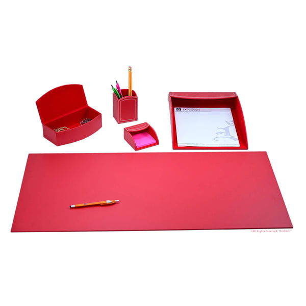 Dacasso Home/Office 5pc Desk Accessory Set - Red