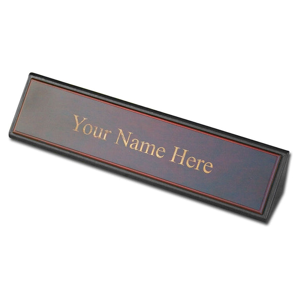 Dacasso Mahogany (Rosewood) & Black Leather Name Plate