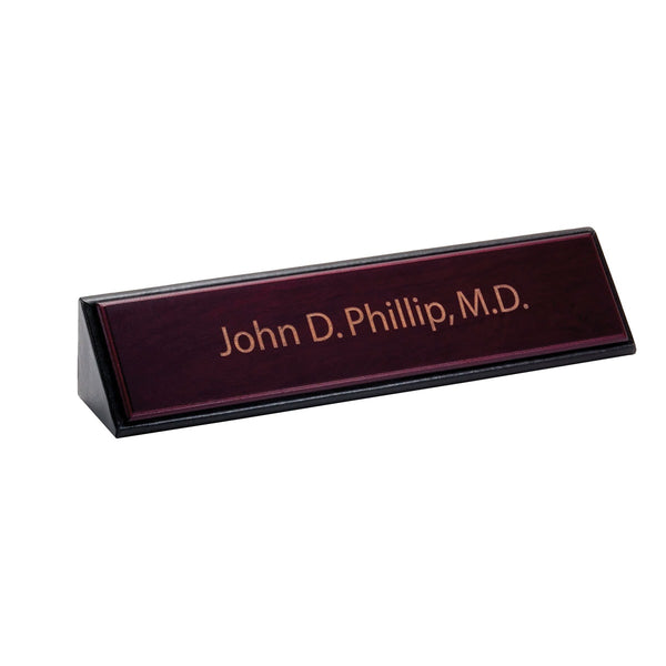 dacasso Mahogany (Rosewood) & Black Leather Name Plate