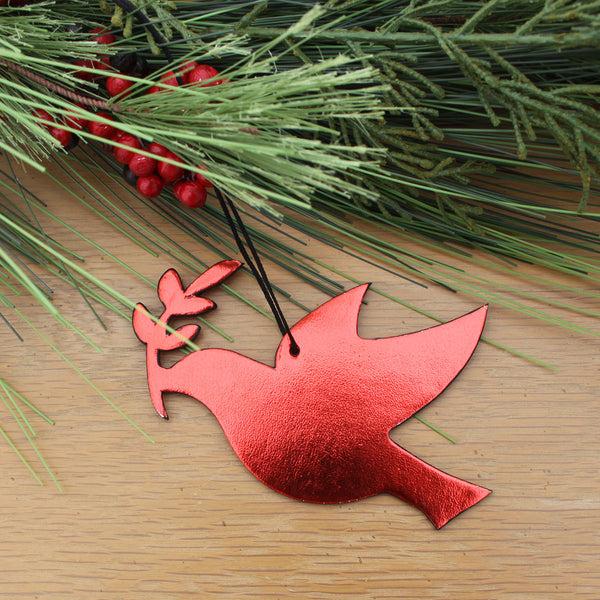 dacasso Metallic Red Peace Dove Ornament