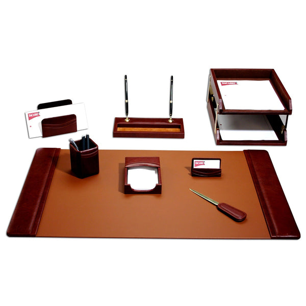 dacasso Mocha Leather 10-Piece Desk Set