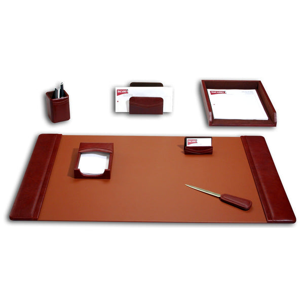 dacasso Mocha Leather 7-Piece Desk Set