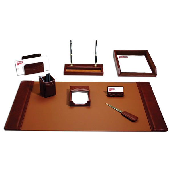 dacasso Mocha Leather 8-Piece Desk Set