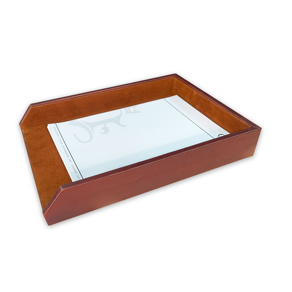 dacasso Mocha Leather Letter Tray