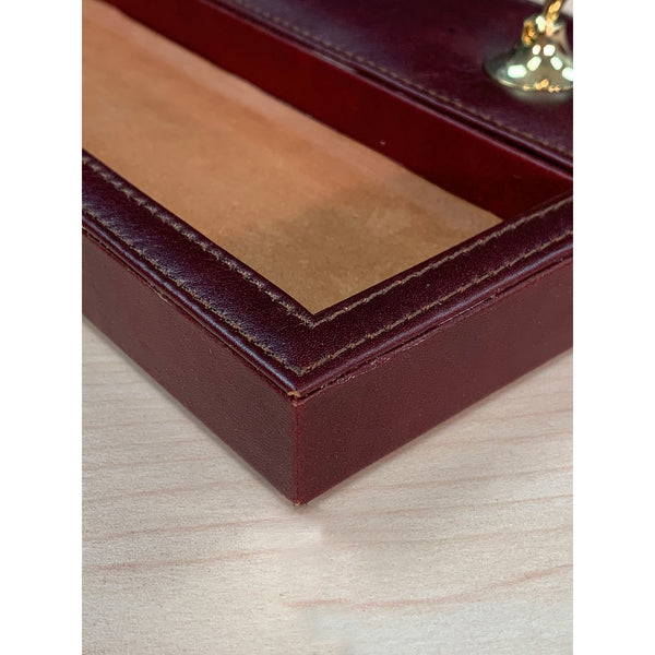 Dacasso Mocha Leather Pen Stand With Gold Accents