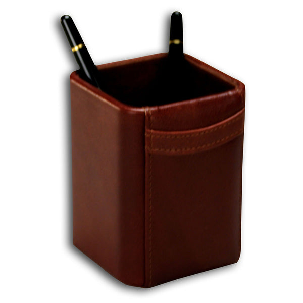 Dacasso Mocha Leather Pencil Cup