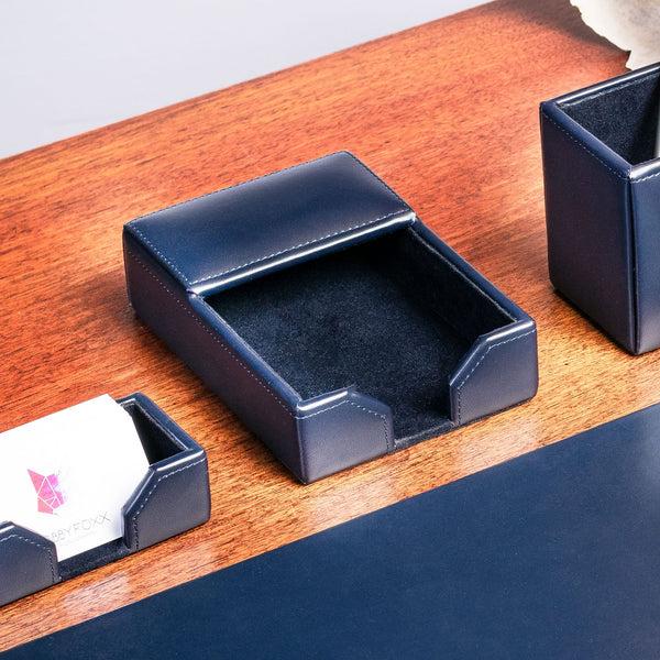Dacasso Navy Blue Bonded Leather 4" X 6" Memo Holder