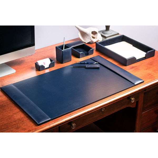 Dacasso Navy Blue Bonded Leather 6-Piece Desk Set