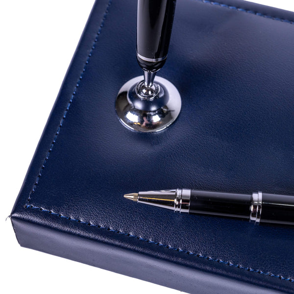 Dacasso Navy Blue Bonded Leather Double Pen Stand