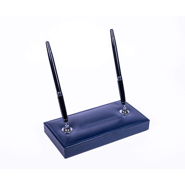 dacasso Navy Blue Bonded Leather Double Pen Stand