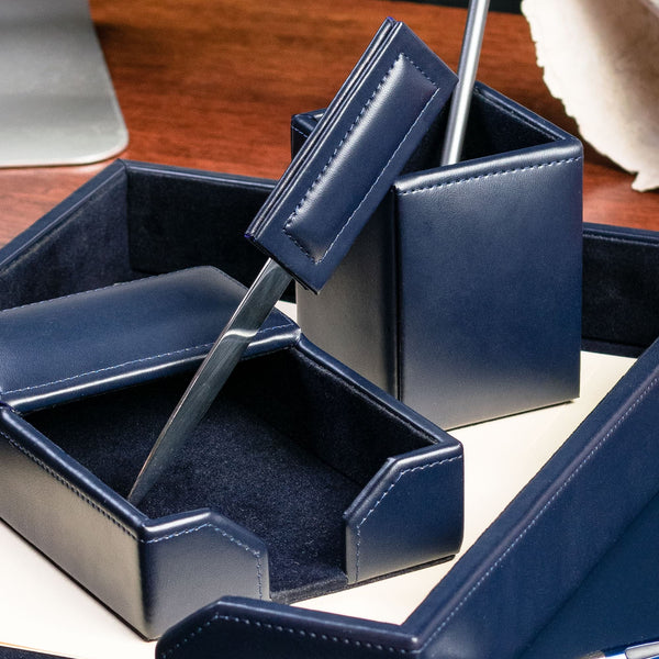 Dacasso Navy Blue Bonded Leather Letter Opener