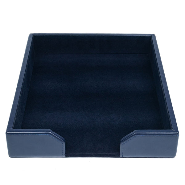 dacasso Navy Blue Bonded Leather Letter Tray