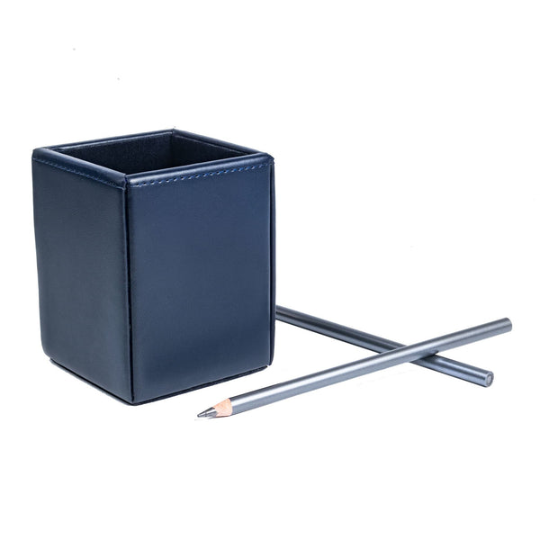 Dacasso Navy Blue Bonded Leather Pencil Cup
