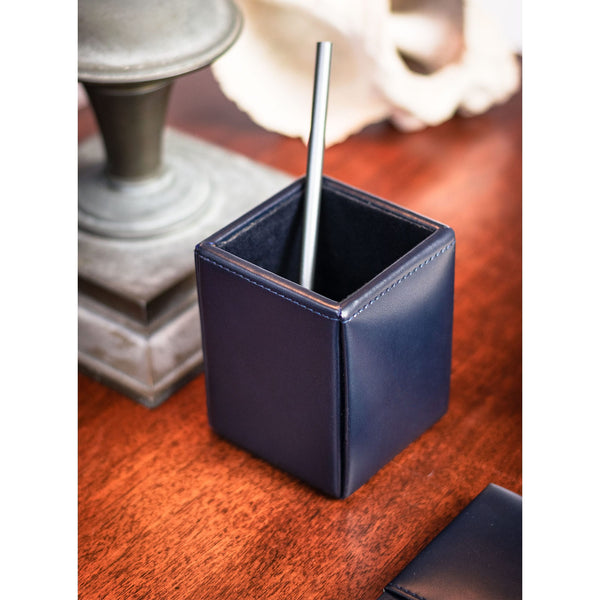 Dacasso Navy Blue Bonded Leather Pencil Cup