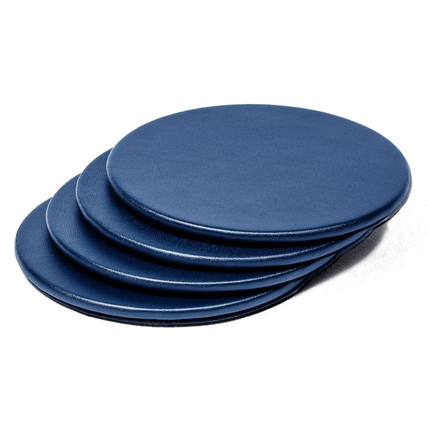 Dacasso Navy Blue Leather Single Coaster Round