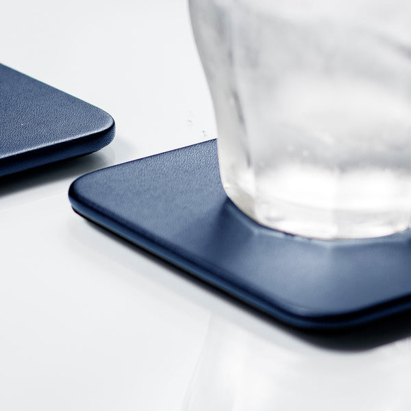Dacasso Navy Blue Leather Single Coaster Square
