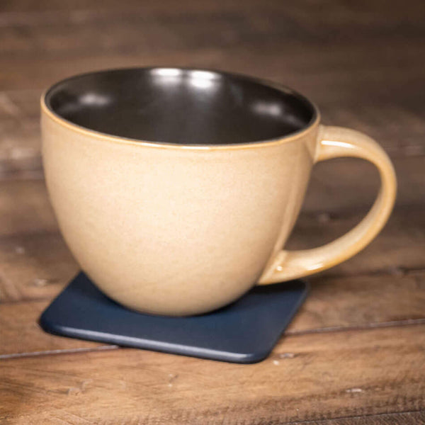 Dacasso Navy Blue Leatherette Square Coaster