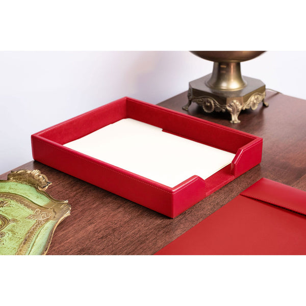 Dacasso Red Bonded Leather Letter Tray